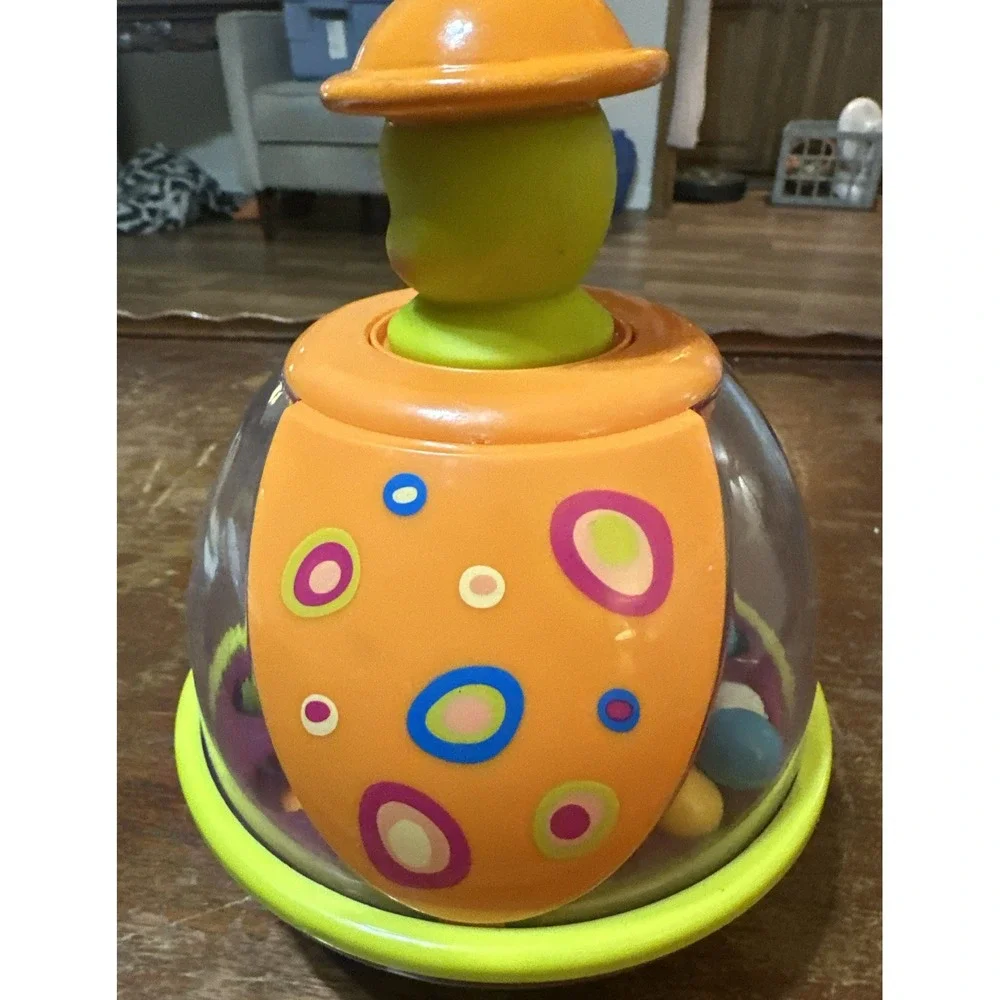 B Toys Poppitoppy Ball Popper Toy - Top Spinning Toys for Toddlers - Push Down